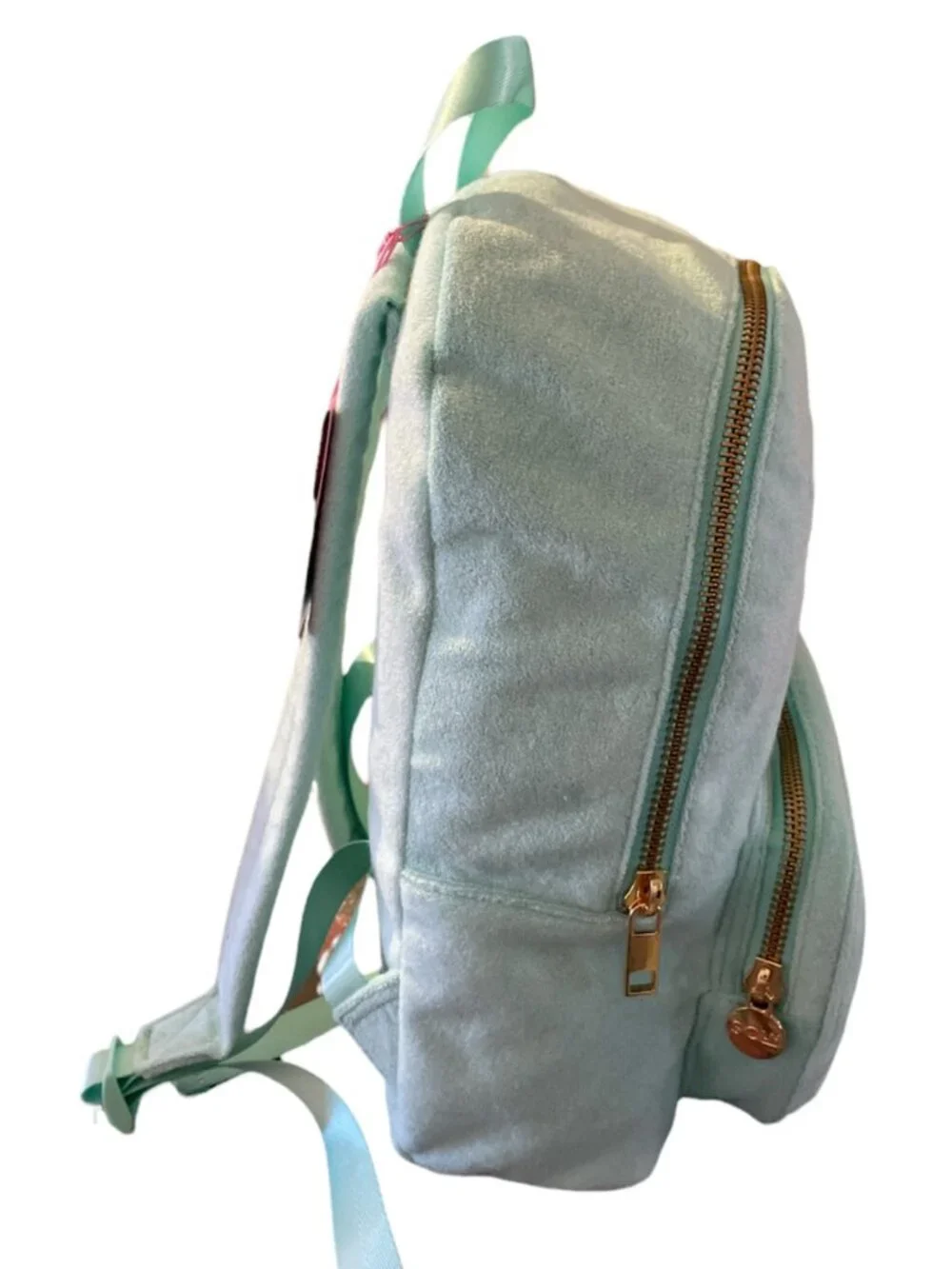 Stoney Clover Lane Terry Cloth Embossed Backpack Light Mint Green new